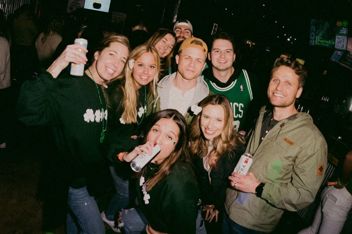 Group of friends at the St. Patricks Day Bar Crawl