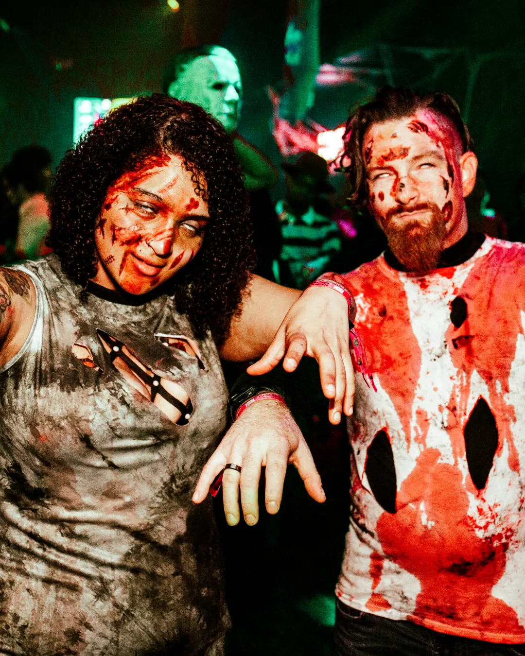 Real live zombies seen add to the atmosphere at the Halloween Bar Crawl
