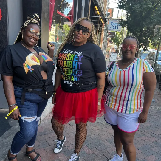 Bold and glamorful group get ready to rock the night out at the Pride Bar Crawl in Richmond